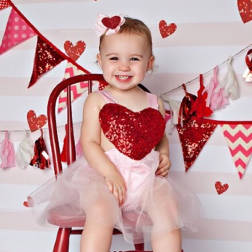 Belle Threads Valentines Pink Heart Tutu Romper